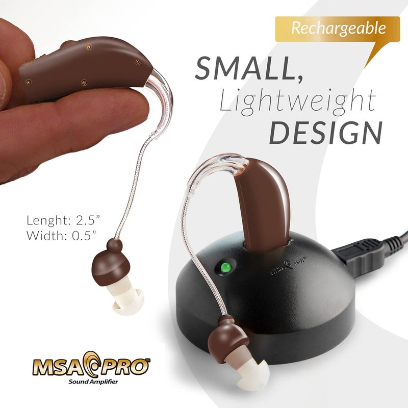 MSA 30X MSA PRO Sound Amplifier, Amplifies Sound by 30 Times, Up to 20 Hours Continuous Use, Lightweight, Nearly Invisible, Adjustable Volume, Fast Charging, Dark Brown, 1ct - Image 4